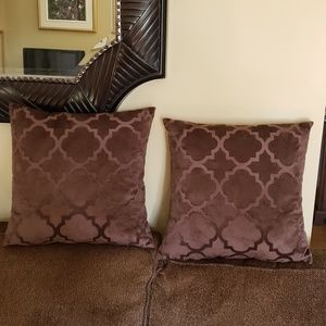 2 Brand New 16" Velvet Square Dark Brown  Cushions With Zippers